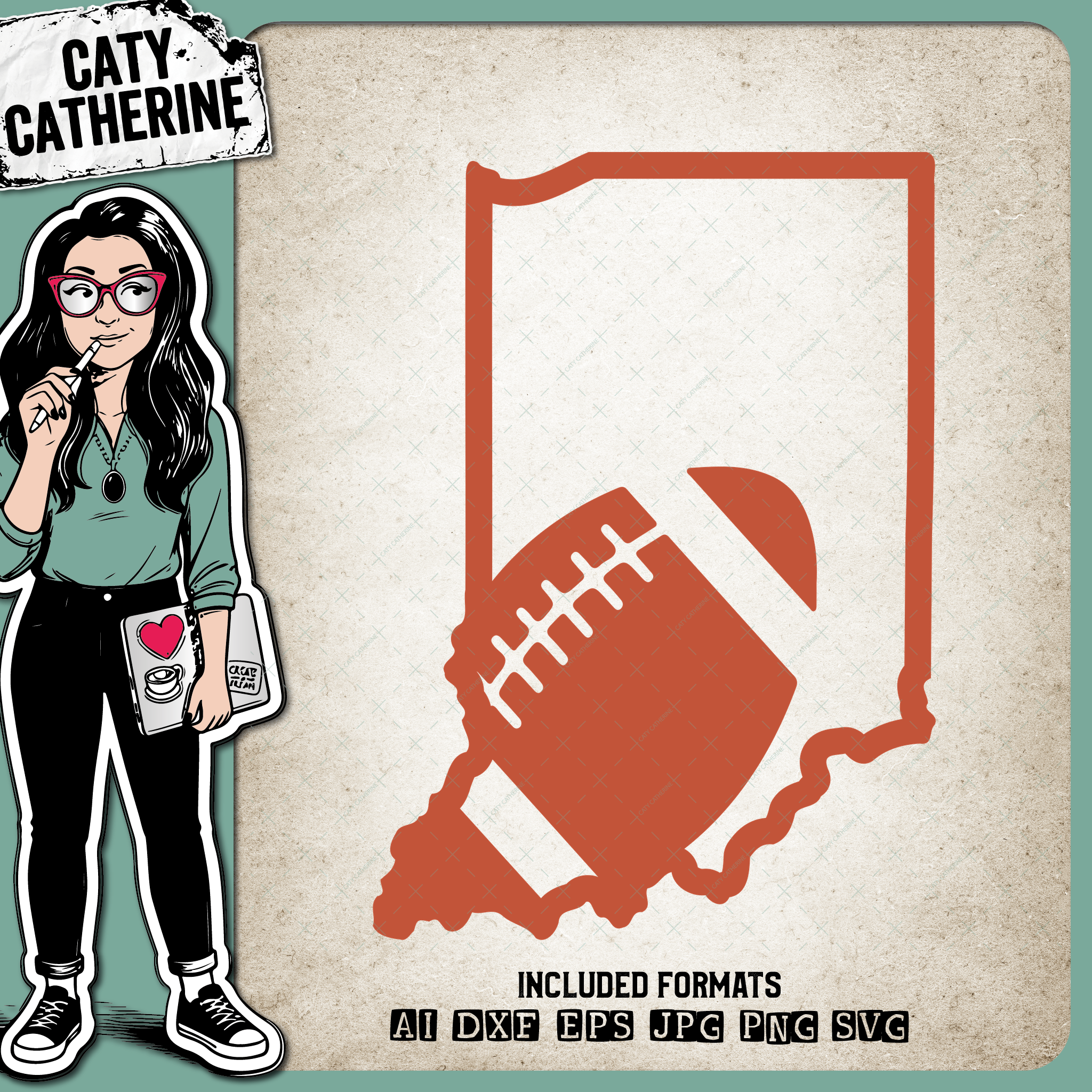 Indiana US State American Football NFL – Travel SVG Design by Caty Catherine