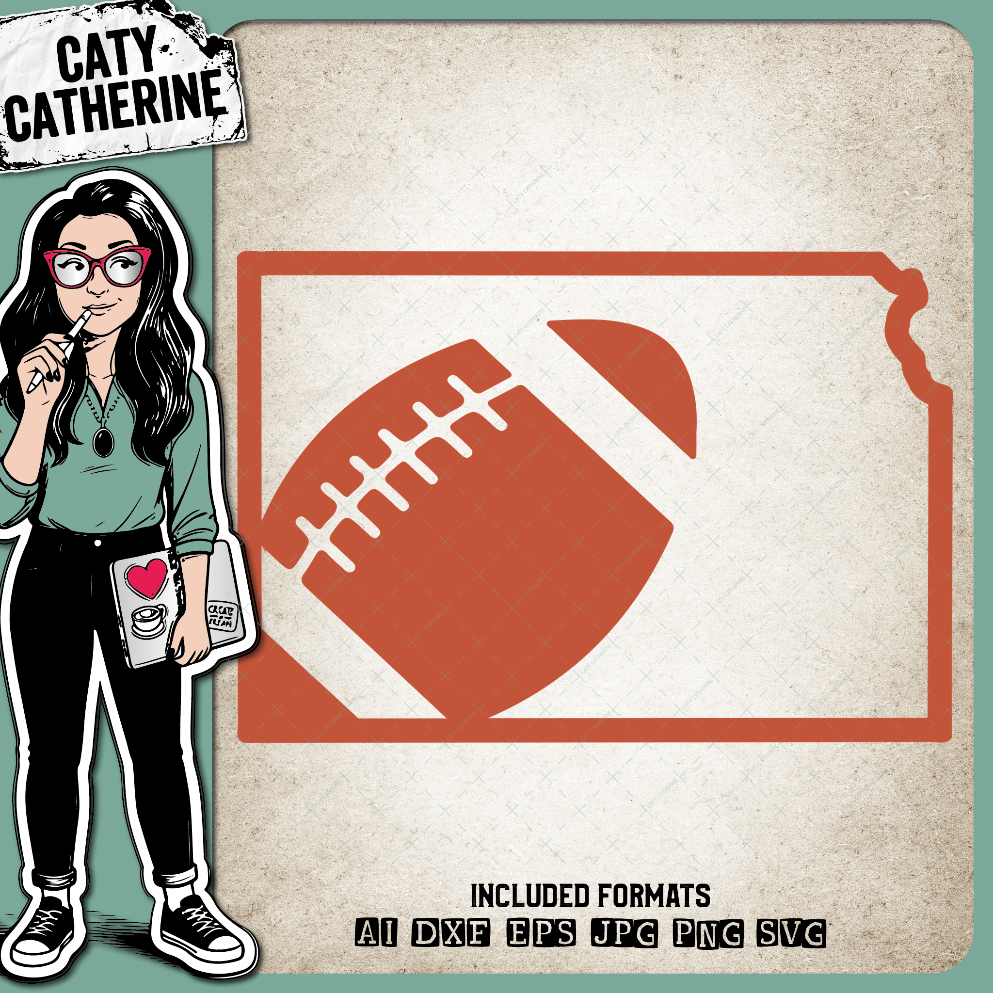 Kansas US State American Football NFL – Travel SVG Design by Caty Catherine