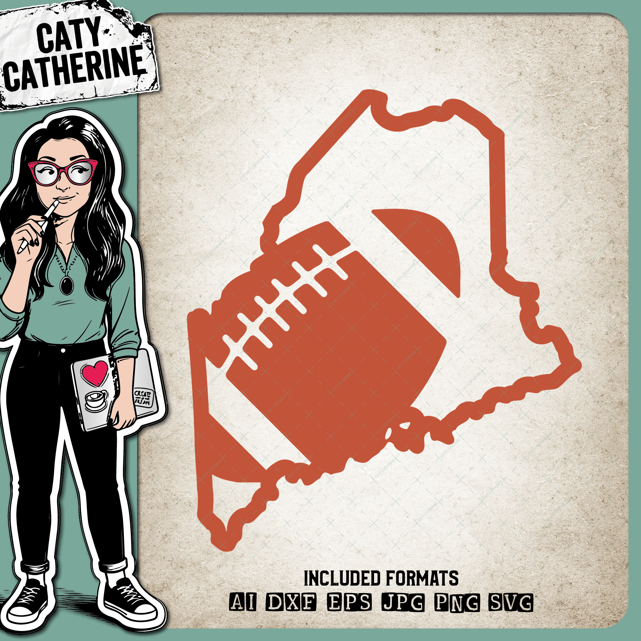 Maine US State American Football NFL – Travel SVG Design by Caty Catherine