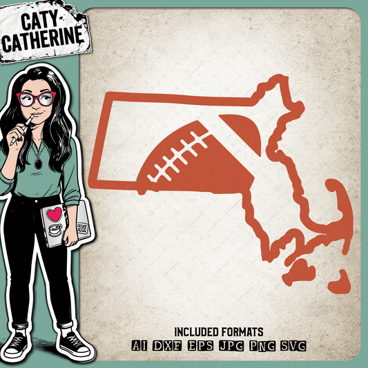 Massachusetts US State American Football NFL – Travel SVG Design by Caty Catherine