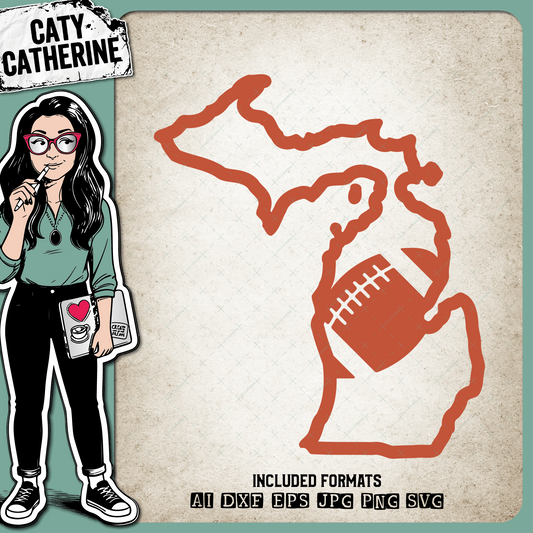Michigan US State American Football NFL – Travel SVG Design by Caty Catherine
