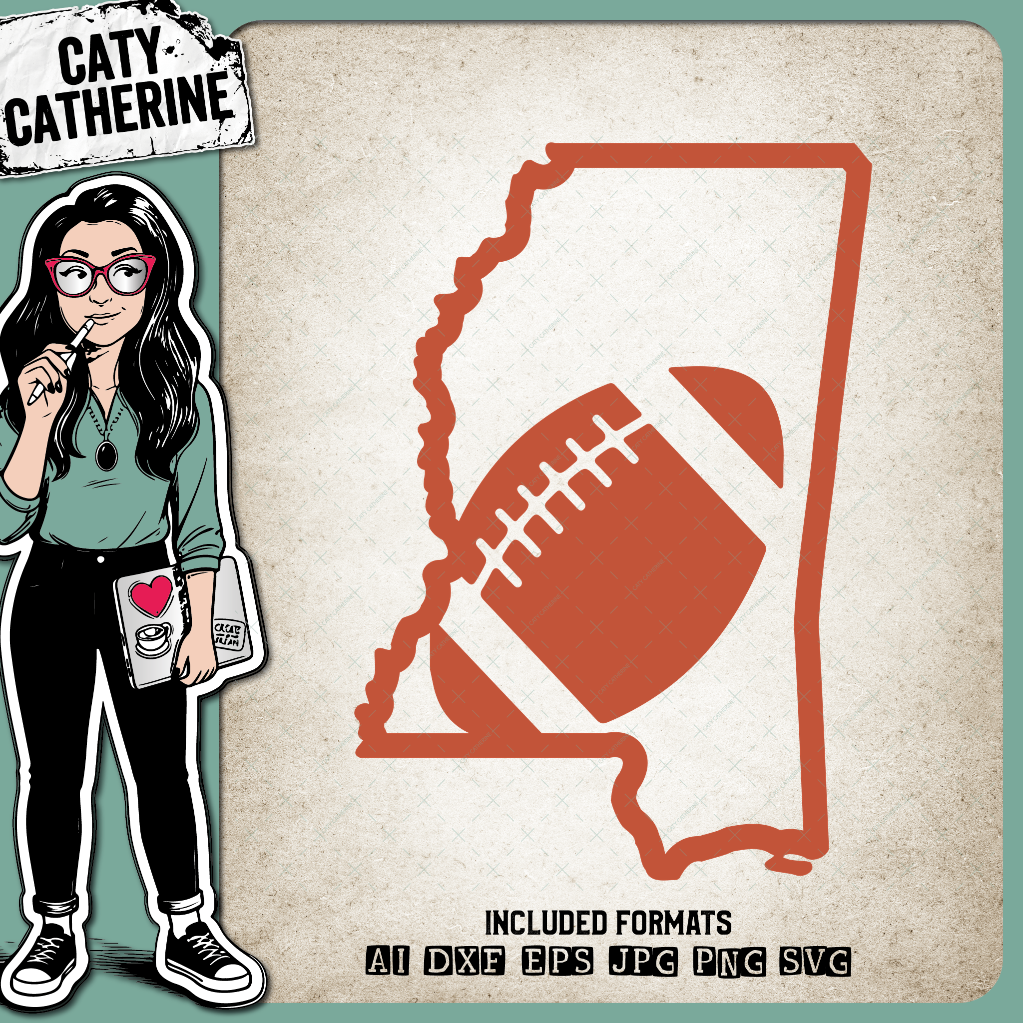 Mississippi US State American Football NFL – Travel SVG Design by Caty Catherine