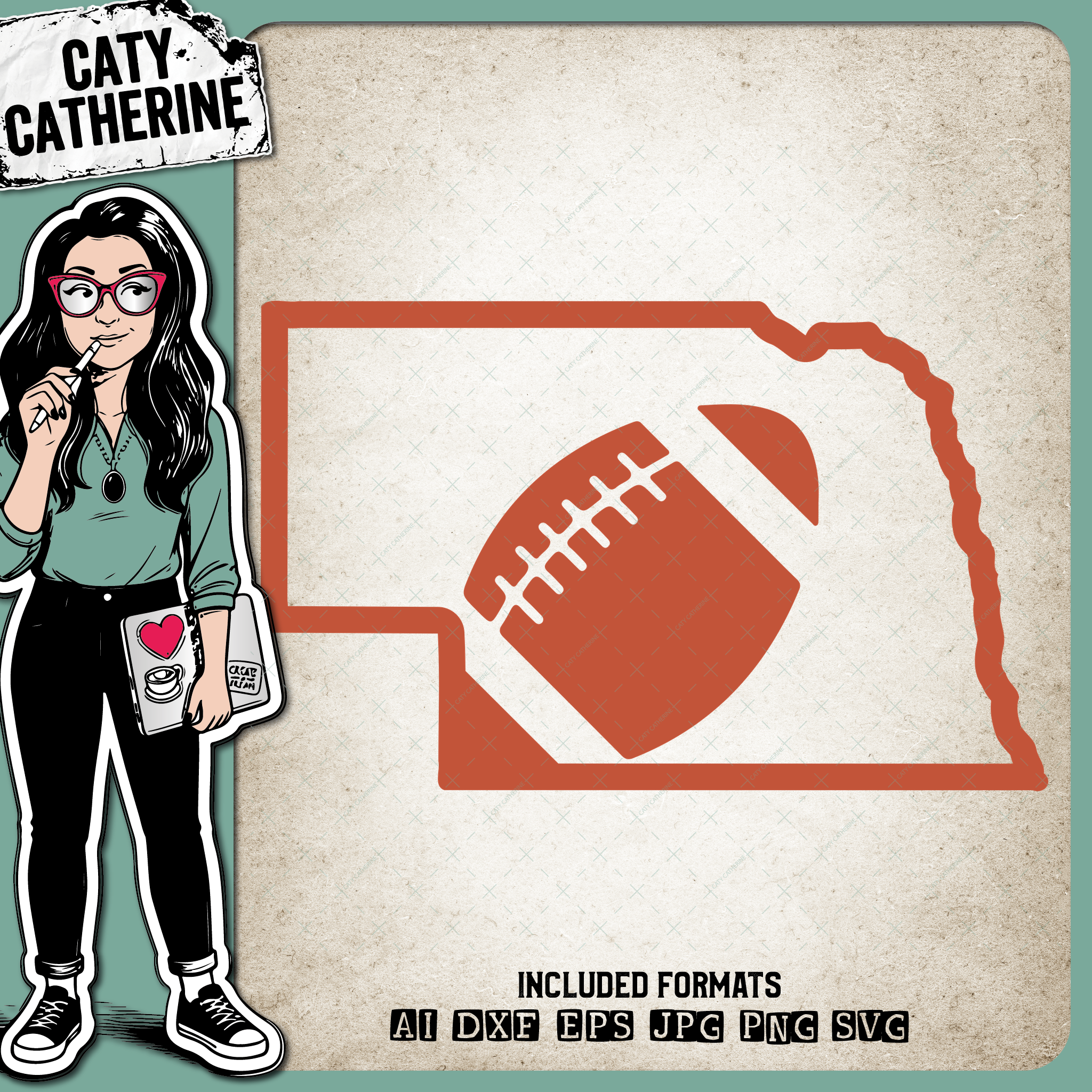 Nebraska US State American Football NFL – Travel SVG Design by Caty Catherine