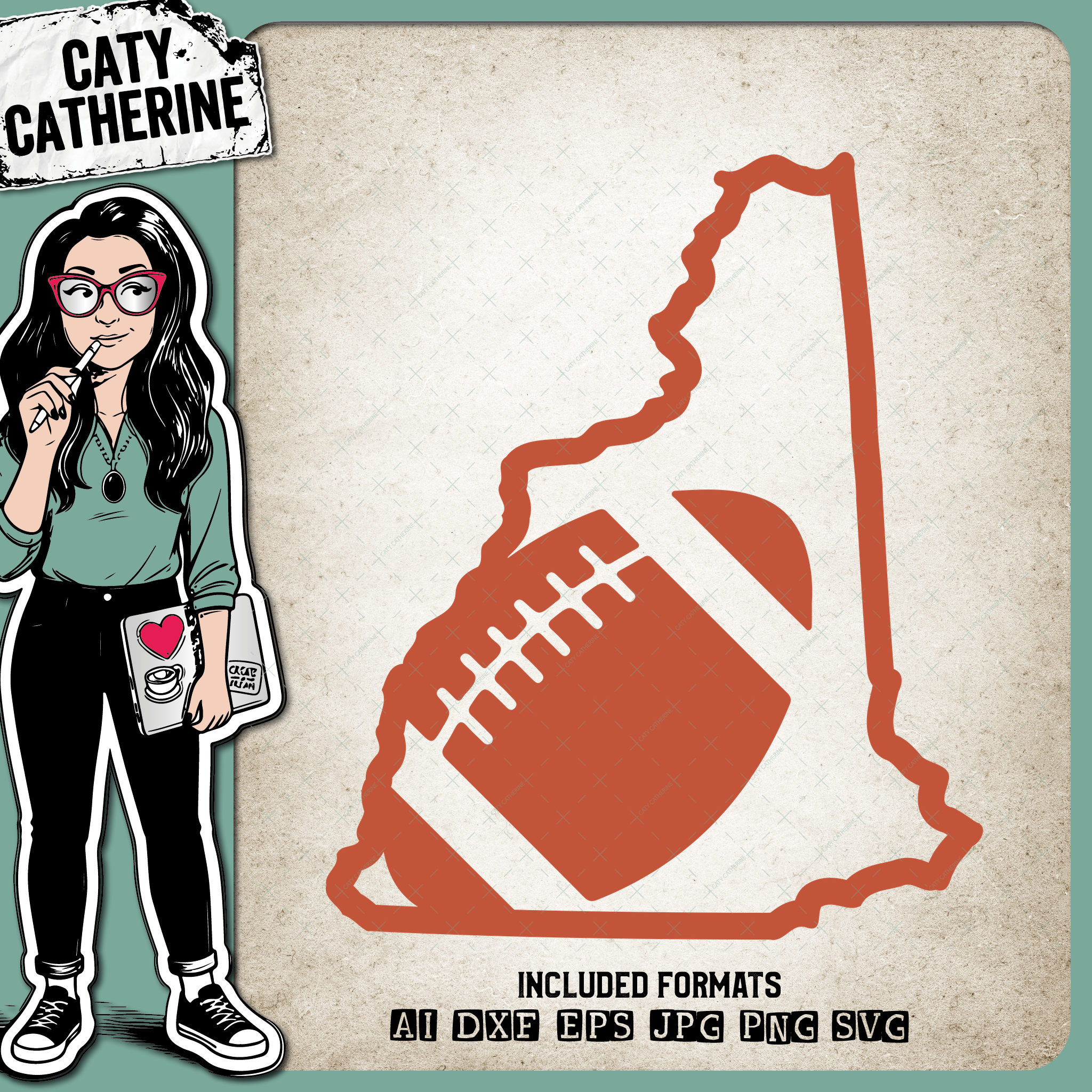 New-Hampshire US State American Football NFL – Travel SVG Design by Caty Catherine