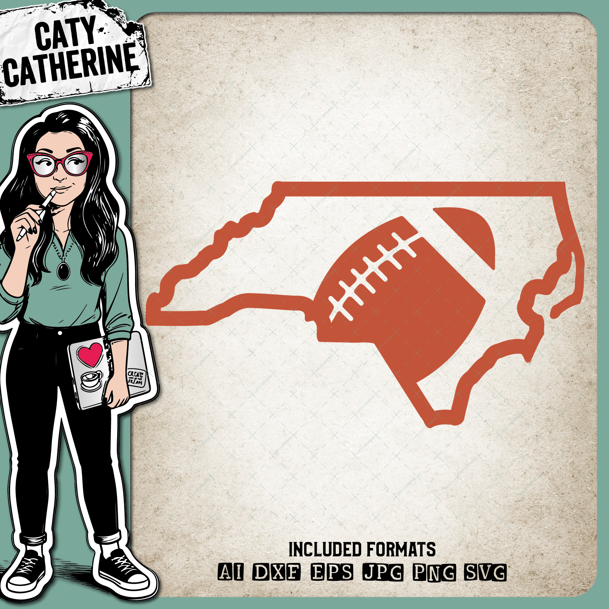 North Carolina US State American Football NFL – Travel SVG Design by Caty Catherine