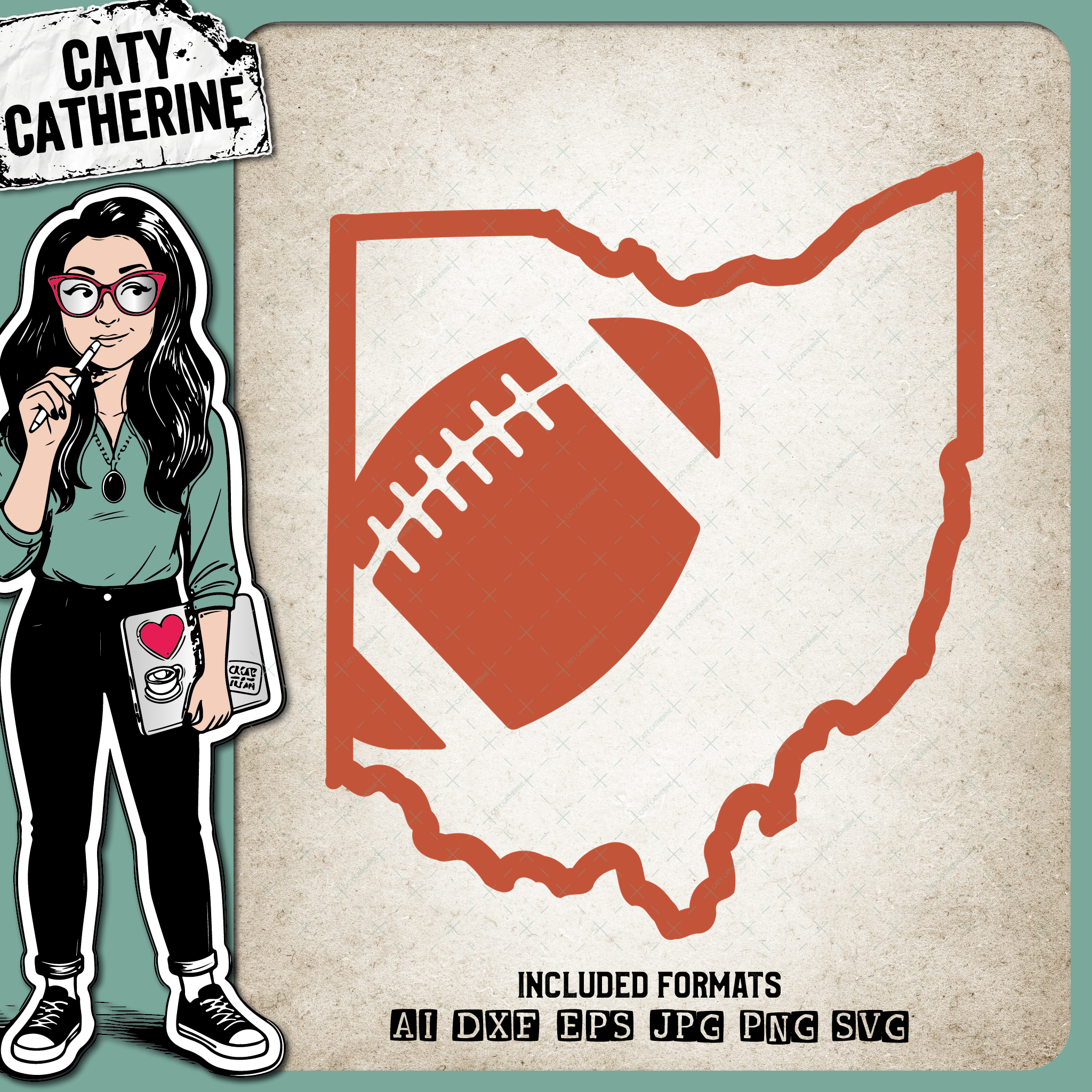 Ohio US State American Football NFL – Travel SVG Design by Caty Catherine