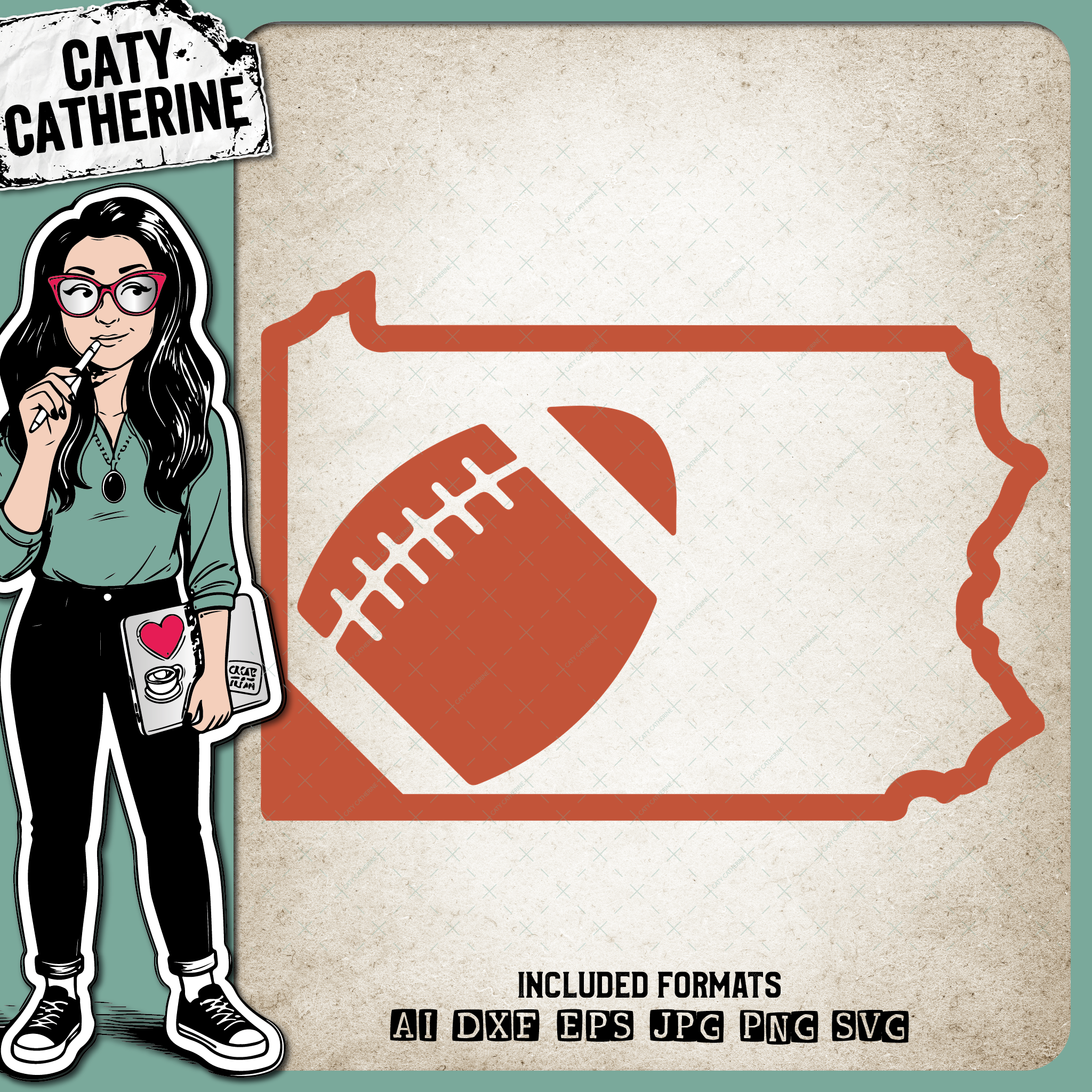 Pennsylvania US State American Football NFL – Travel SVG Design by Caty Catherine