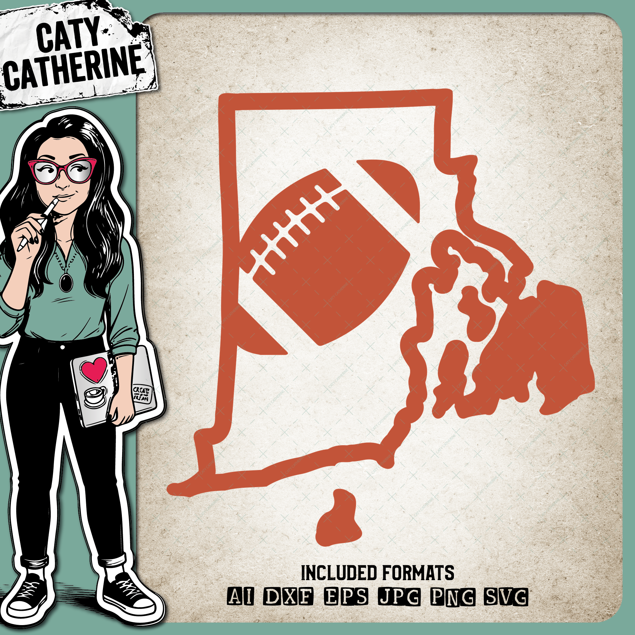 Rhode Island US State American Football NFL – Travel SVG Design by Caty Catherine