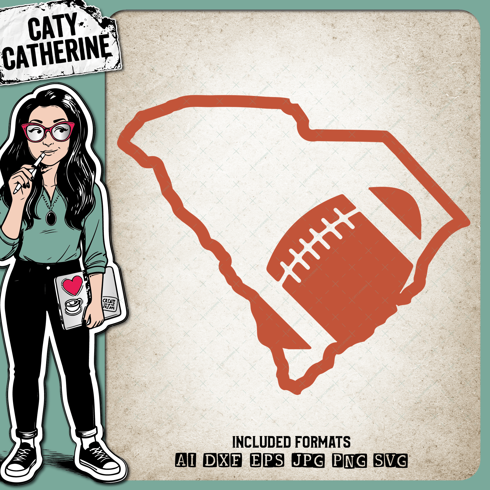 South Carolina US State American Football NFL – Travel SVG Design by Caty Catherine