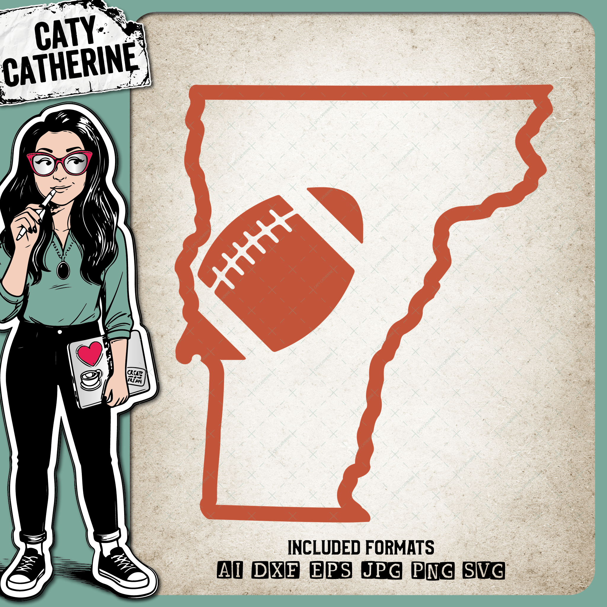 Vermont US State American Football NFL – Travel SVG Design by Caty Catherine