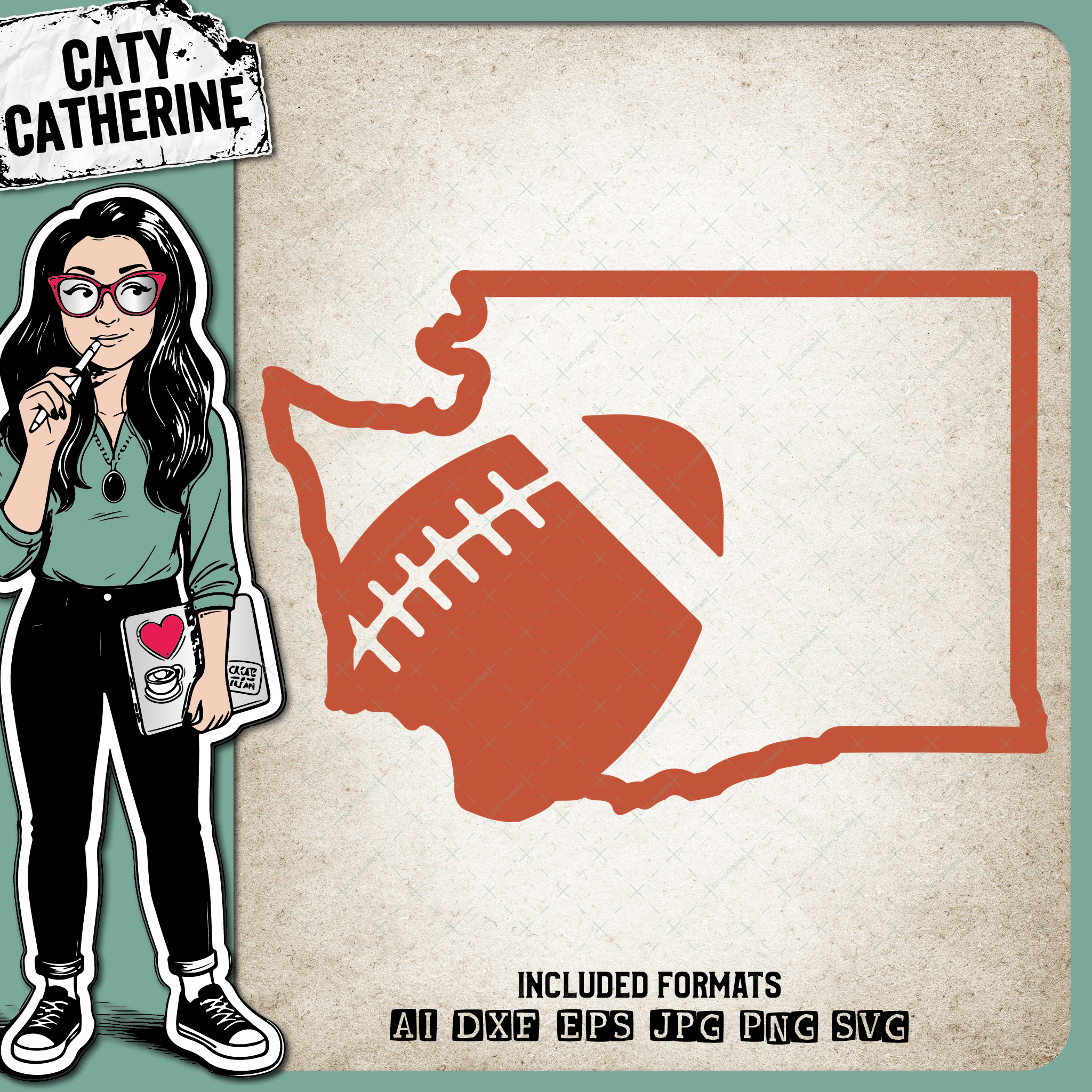 Washington US State American Football NFL – Travel SVG Design by Caty Catherine