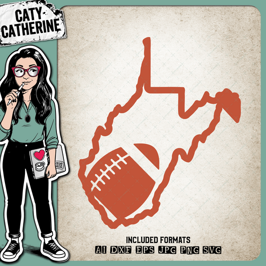 West Virginia US State American Football NFL – Travel SVG Design by Caty Catherine