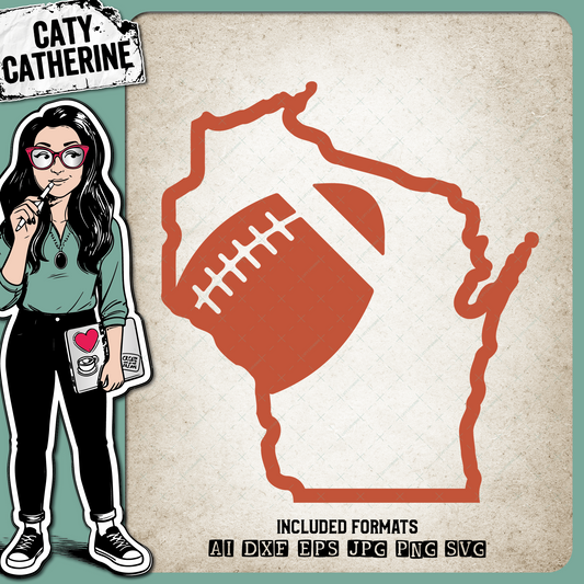 Wisconsin US State American Football NFL – Travel SVG Design by Caty Catherine