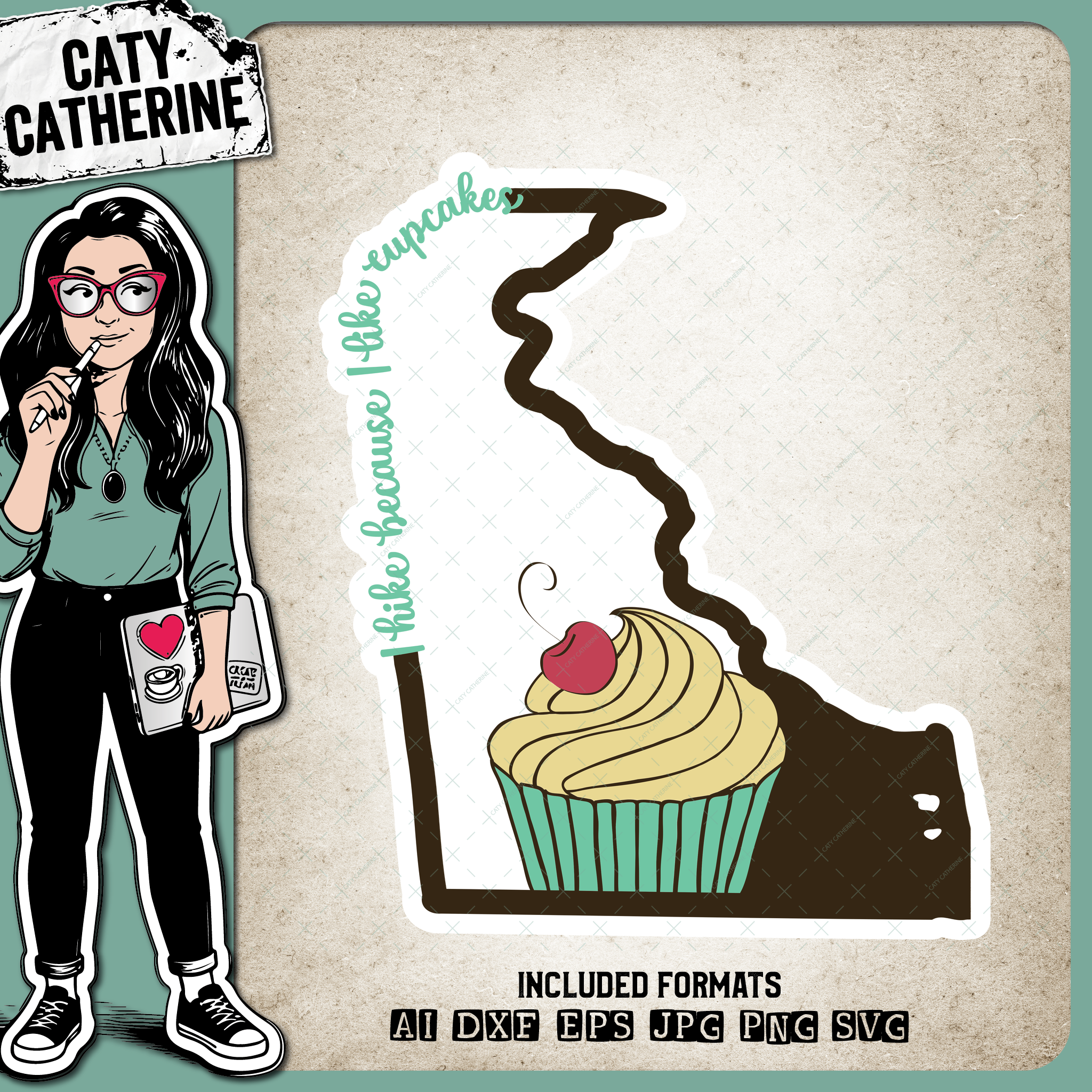 Delaware US State I Hike Because I Like Cupcakes – Travel SVG Design by Caty Catherine