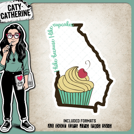 Georgia US State I Hike Because I Like Cupcakes – Travel SVG Design by Caty Catherine