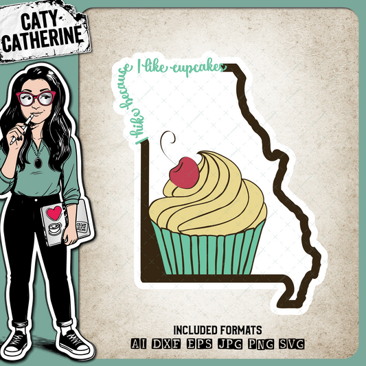 Missouri US State I Hike Because I Like Cupcakes – Travel SVG Design by Caty Catherine