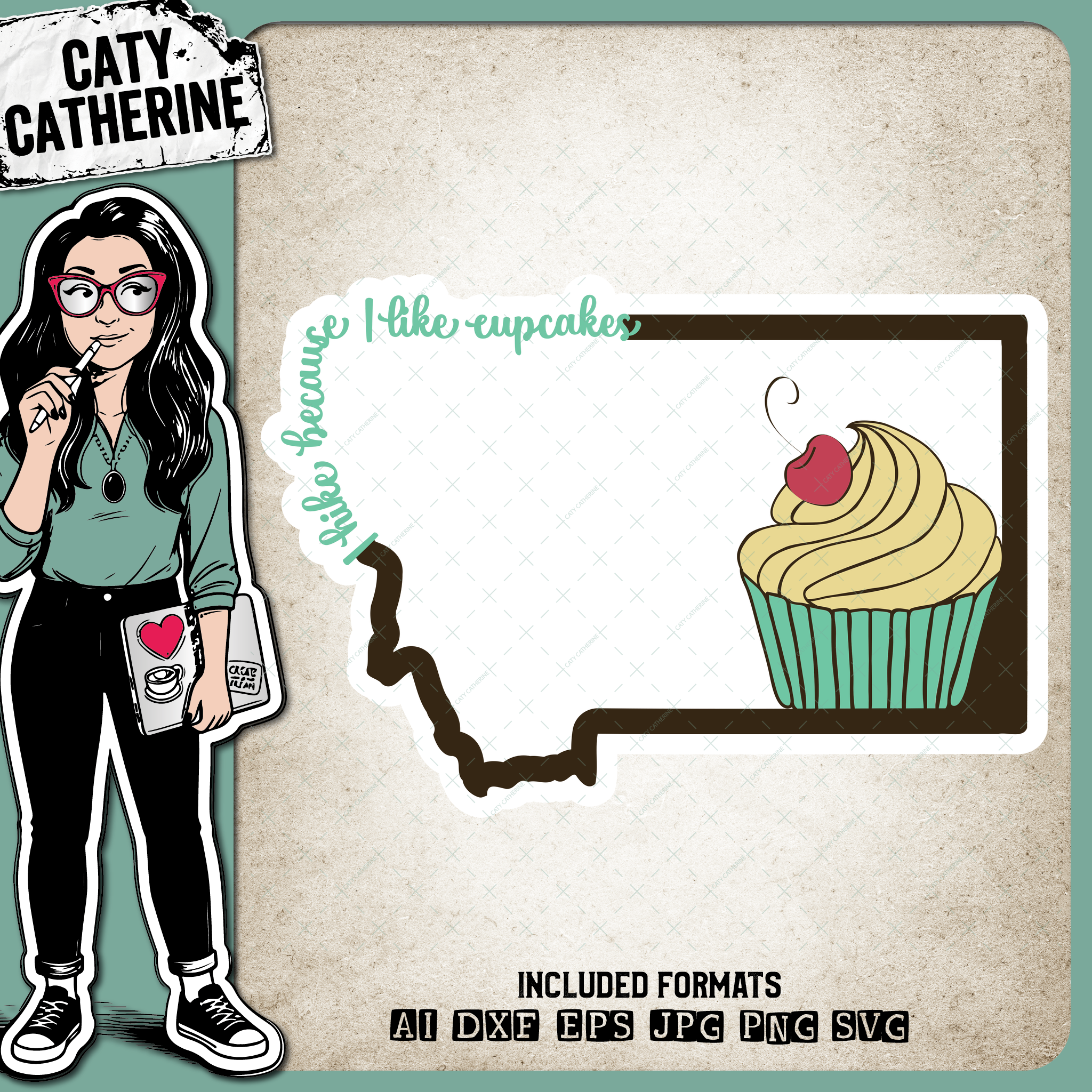Montana US State I Hike Because I Like Cupcakes – Travel SVG Design by Caty Catherine