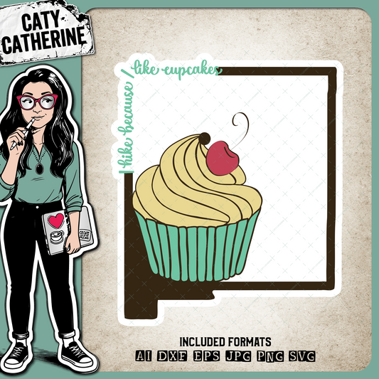 New Mexico US State I Hike Because I Like Cupcakes – Travel SVG Design by Caty Catherine