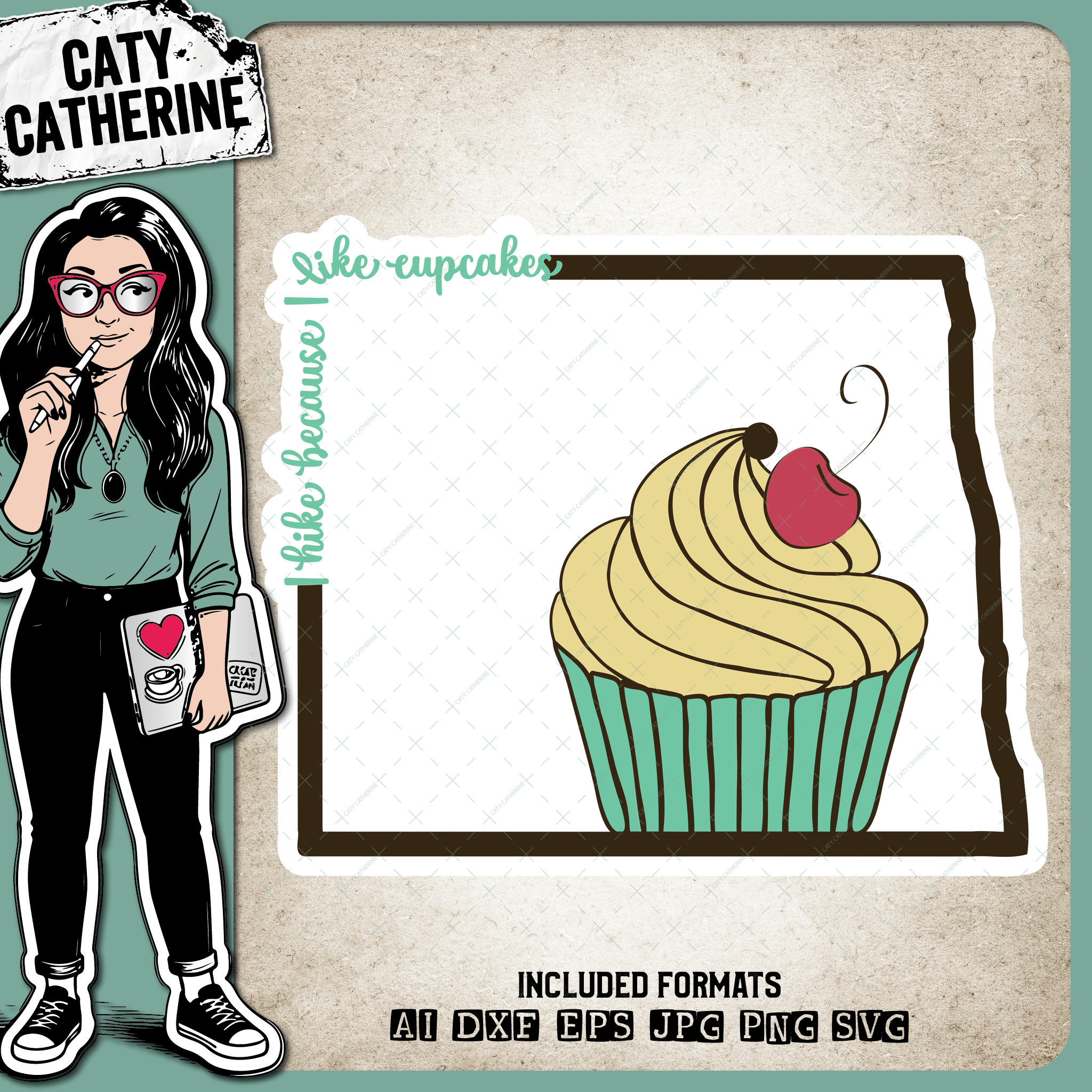 North Dakota US State I Hike Because I Like Cupcakes – Travel SVG Design by Caty Catherine