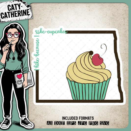 North Dakota US State I Hike Because I Like Cupcakes – Travel SVG Design by Caty Catherine