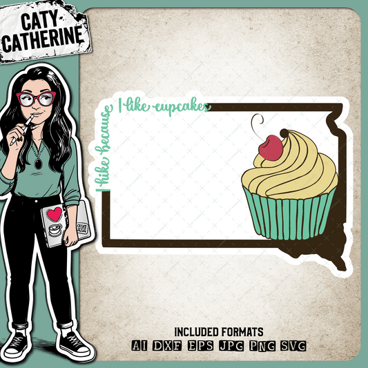 South Dakota US State I Hike Because I Like Cupcakes – Travel SVG Design by Caty Catherine