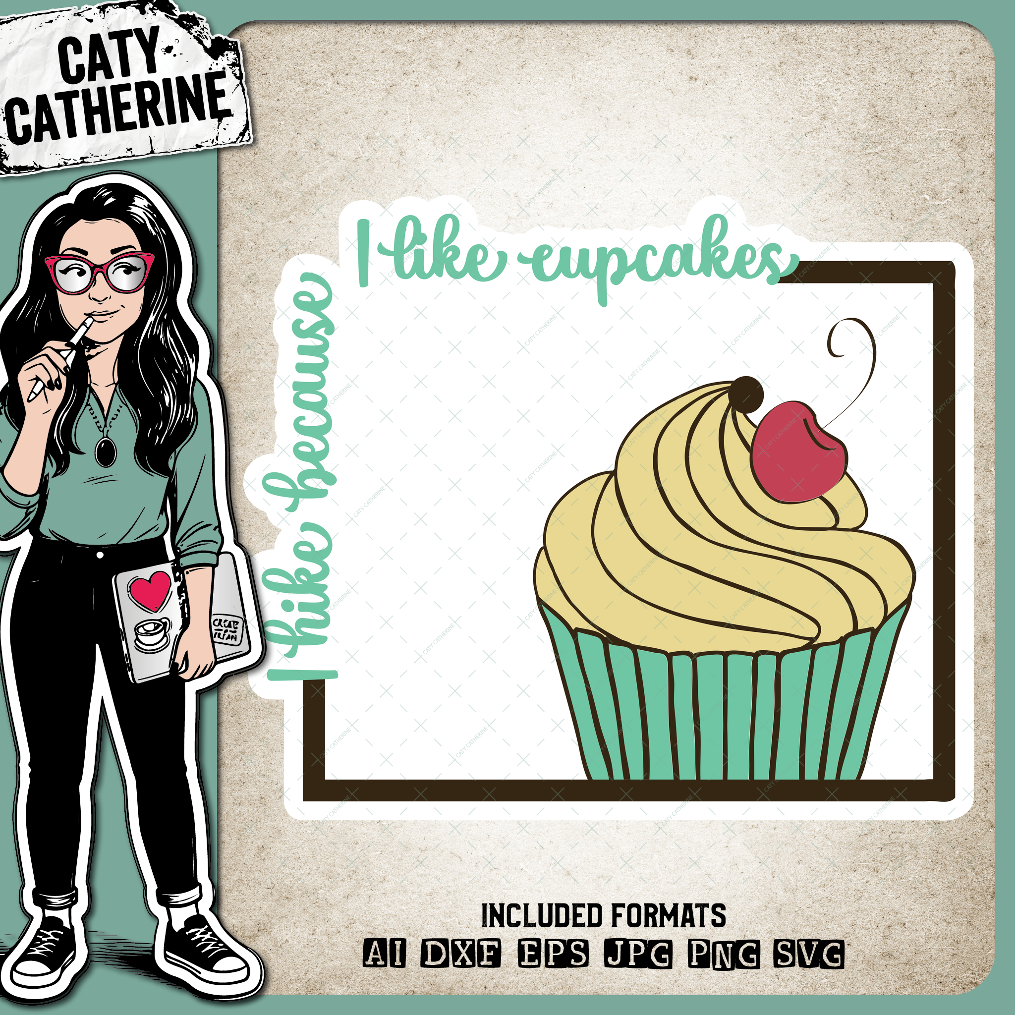 Wyoming US State I Hike Because I Like Cupcakes – Travel SVG Design by Caty Catherine