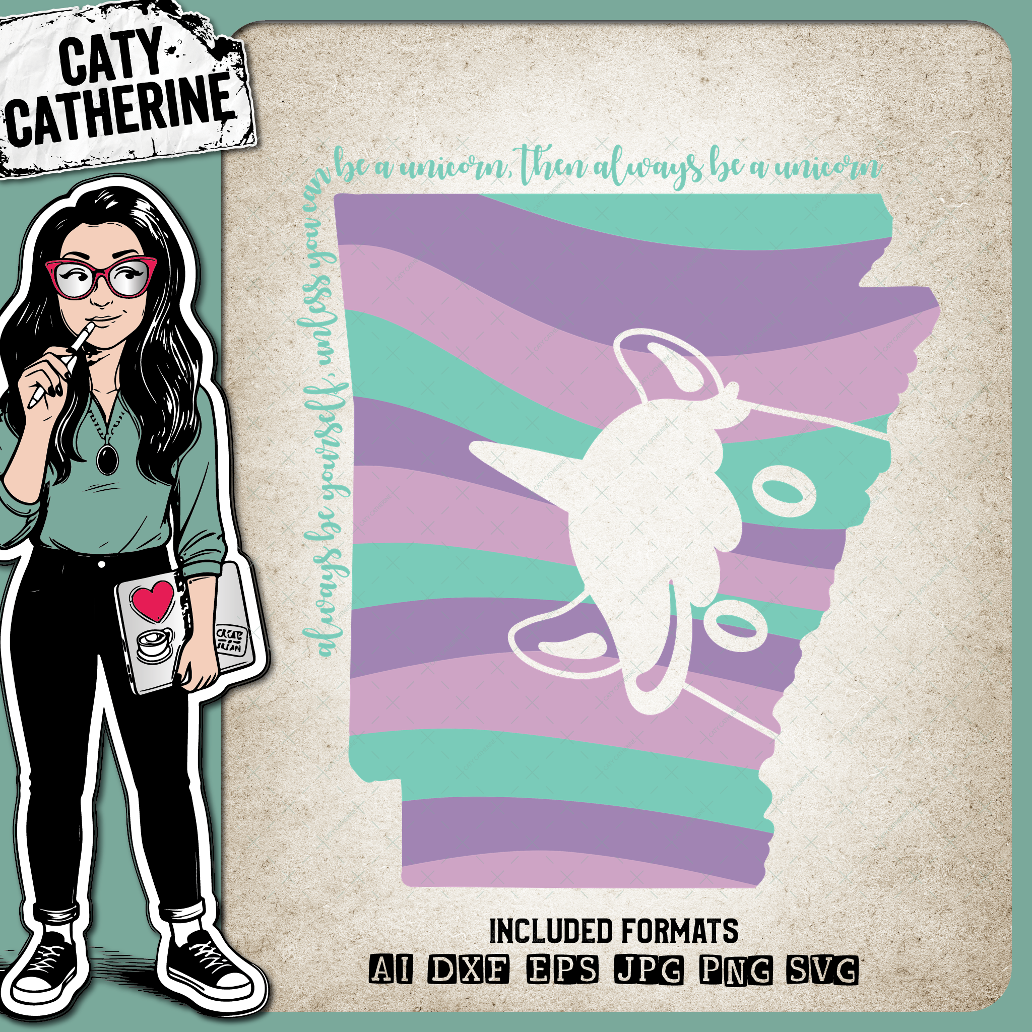 Arkansas US State Always Be A Unicorn – Travel SVG Design by Caty Catherine