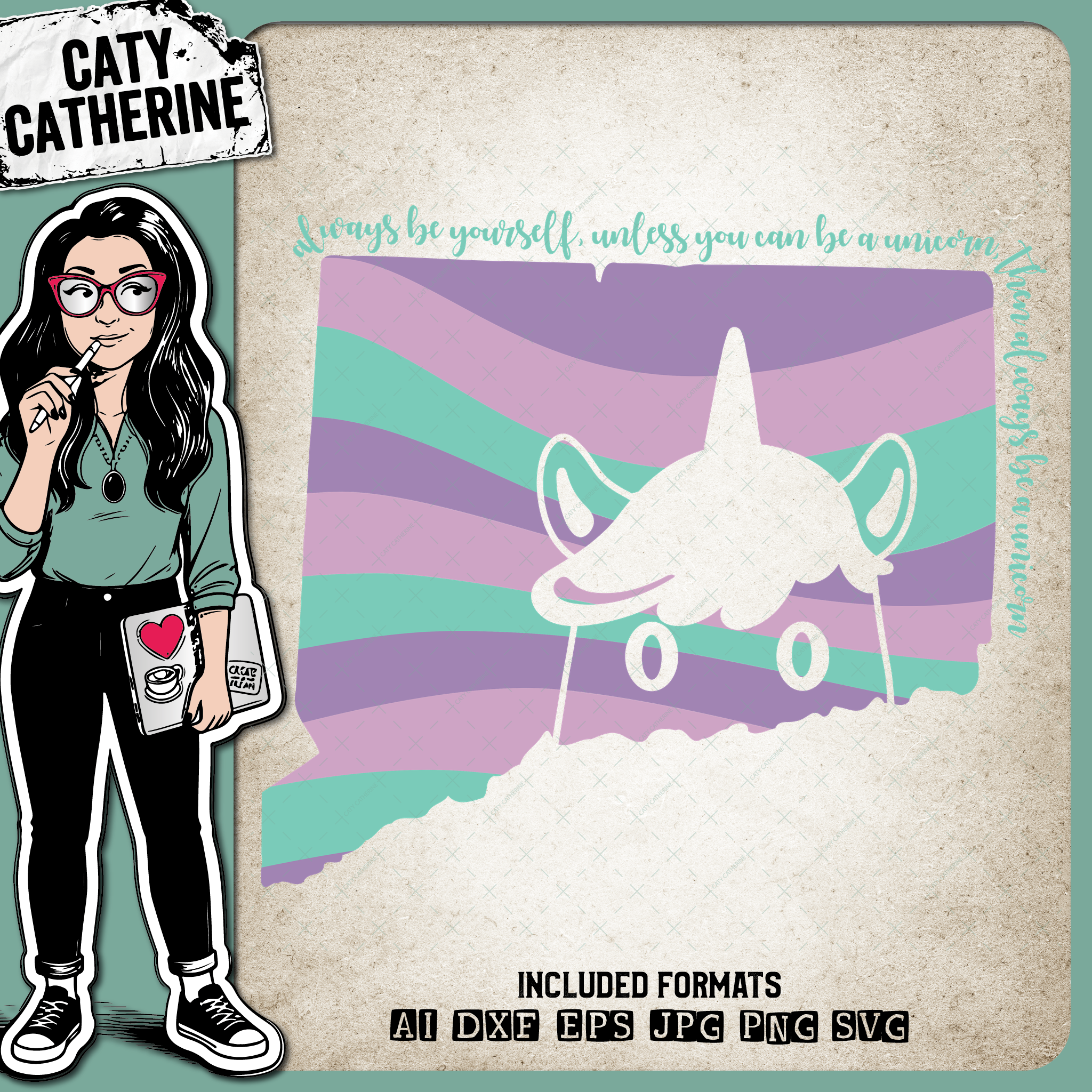 Connecticut US State Always Be A Unicorn – Travel SVG Design by Caty Catherine