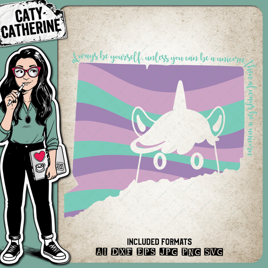 Connecticut US State Always Be A Unicorn – Travel SVG Design by Caty Catherine
