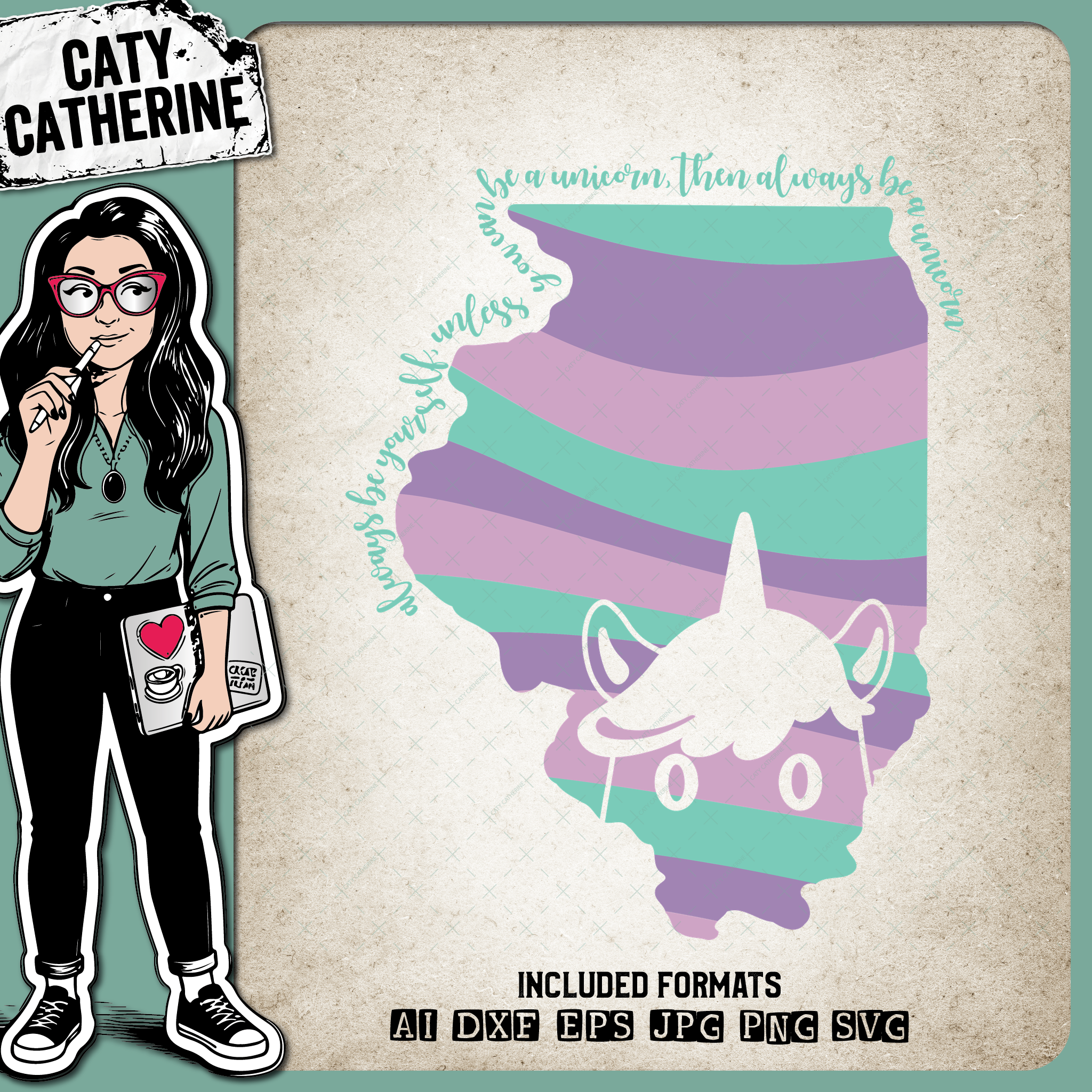 Illinois US State Always Be A Unicorn – Travel SVG Design by Caty Catherine