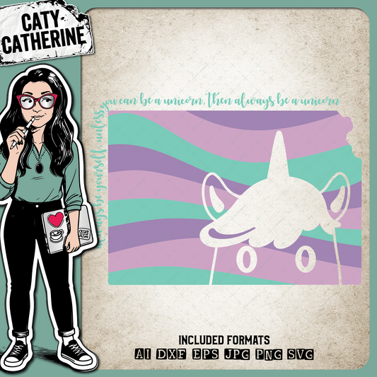 Kansas US State Always Be A Unicorn – Travel SVG Design by Caty Catherine