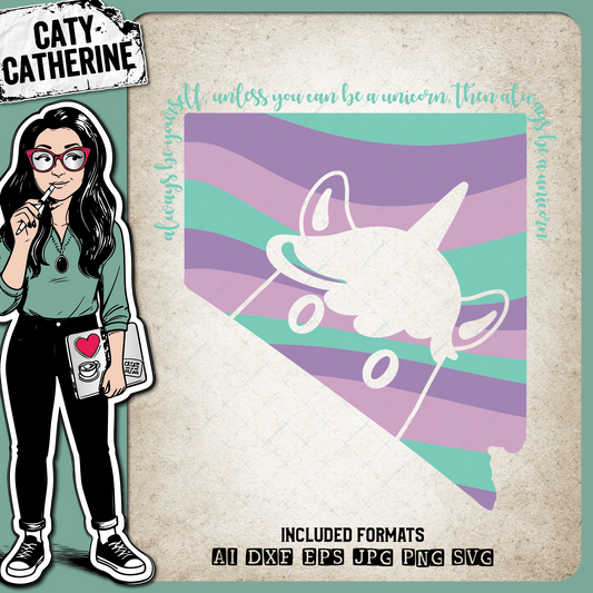 Nevada US State Always Be A Unicorn – Travel SVG Design by Caty Catherine