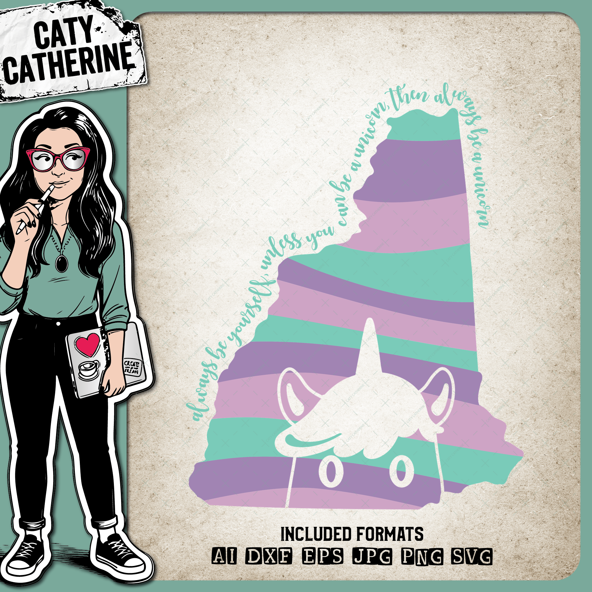 New-Hampshire US State Always Be A Unicorn – Travel SVG Design by Caty Catherine