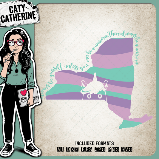 New-York US State Always Be A Unicorn – Travel SVG Design by Caty Catherine