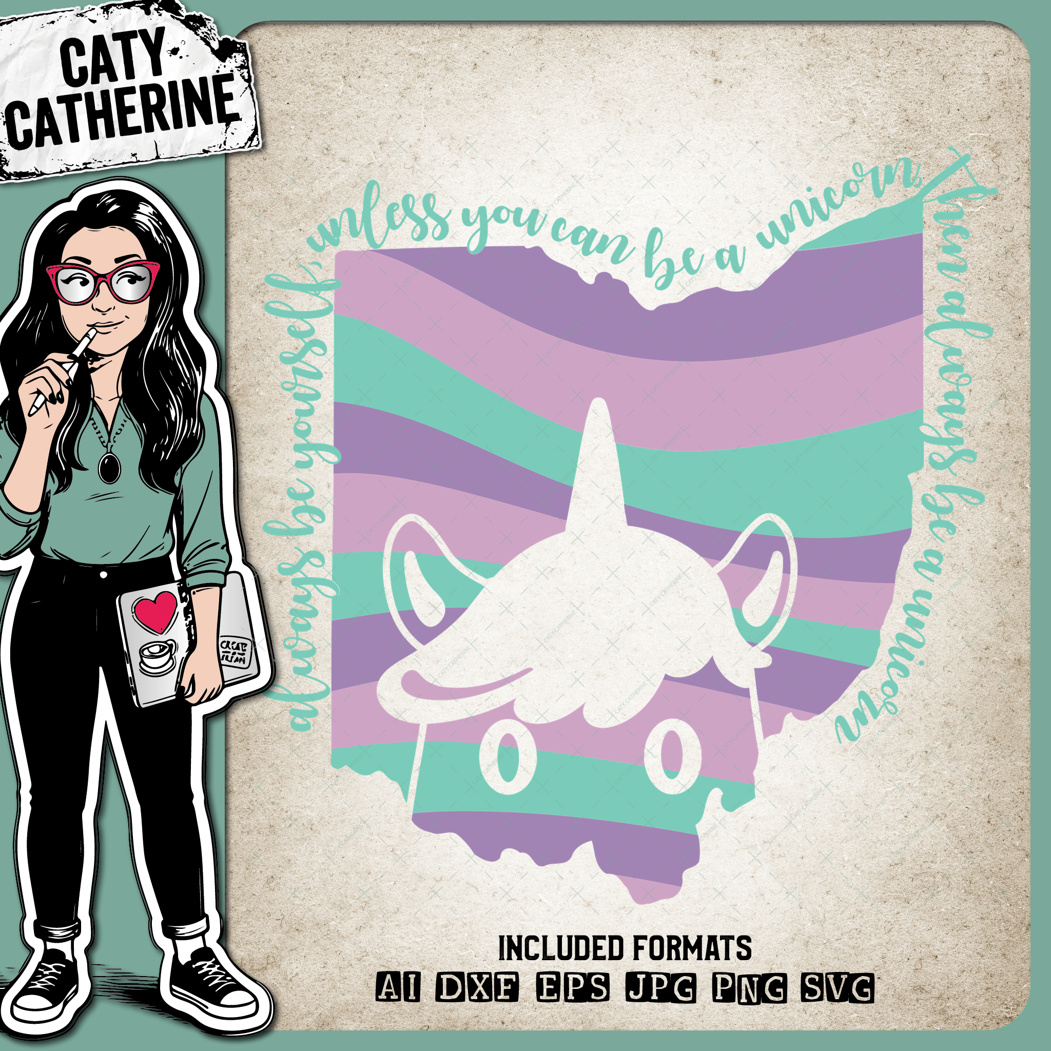 Ohio US State Always Be A Unicorn – Travel SVG Design by Caty Catherine