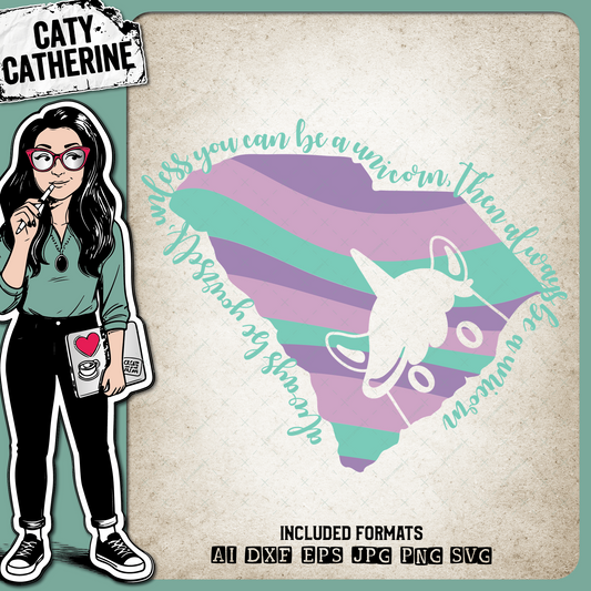 South Carolina US State Always Be A Unicorn – Travel SVG Design by Caty Catherine