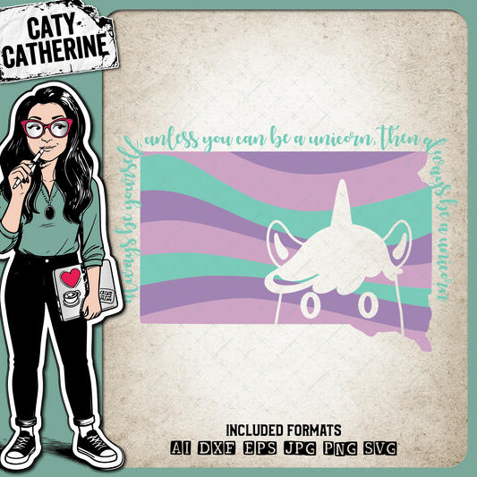 South Dakota US State Always Be A Unicorn – Travel SVG Design by Caty Catherine