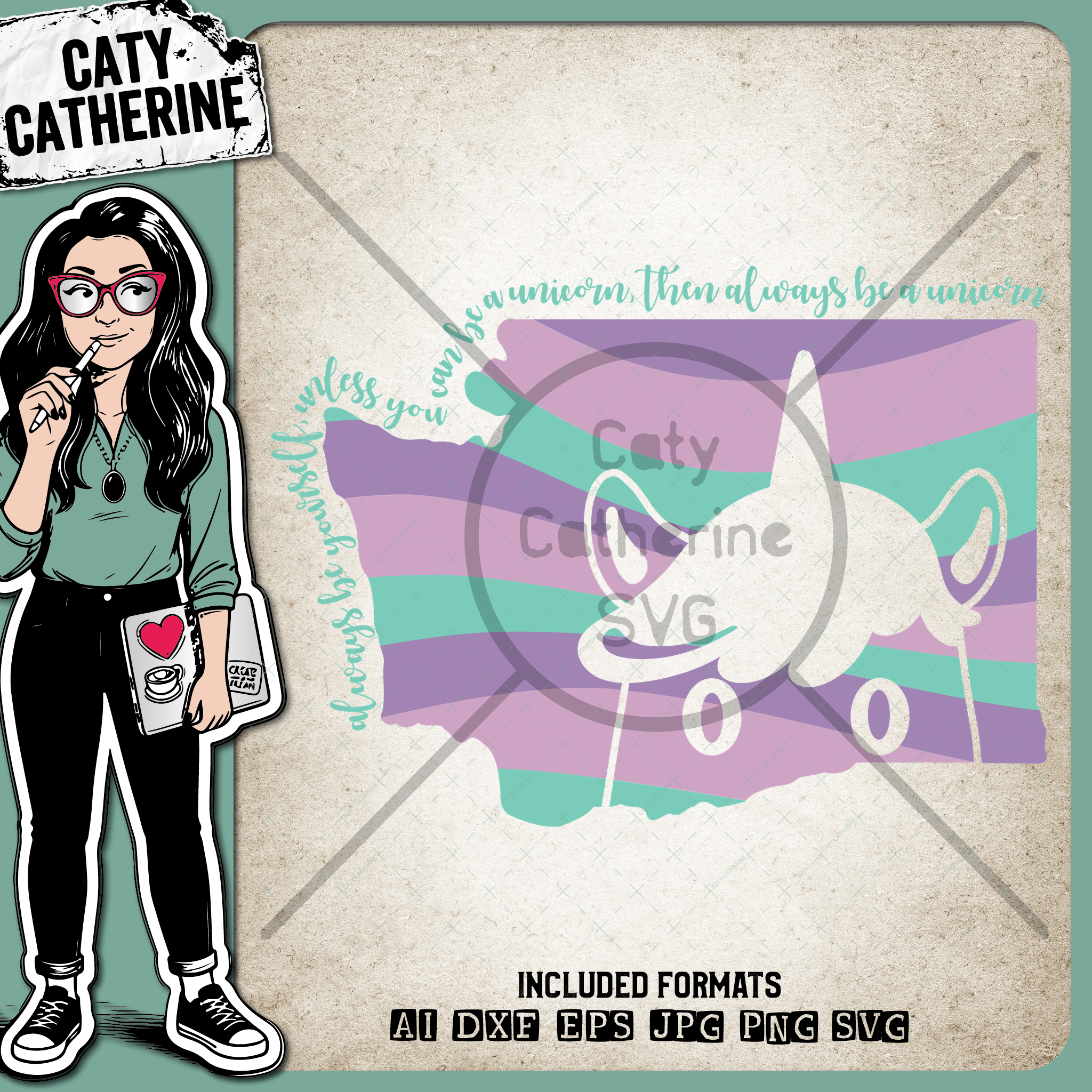 Washington US State Always Be A Unicorn – Travel SVG Design by Caty Catherine