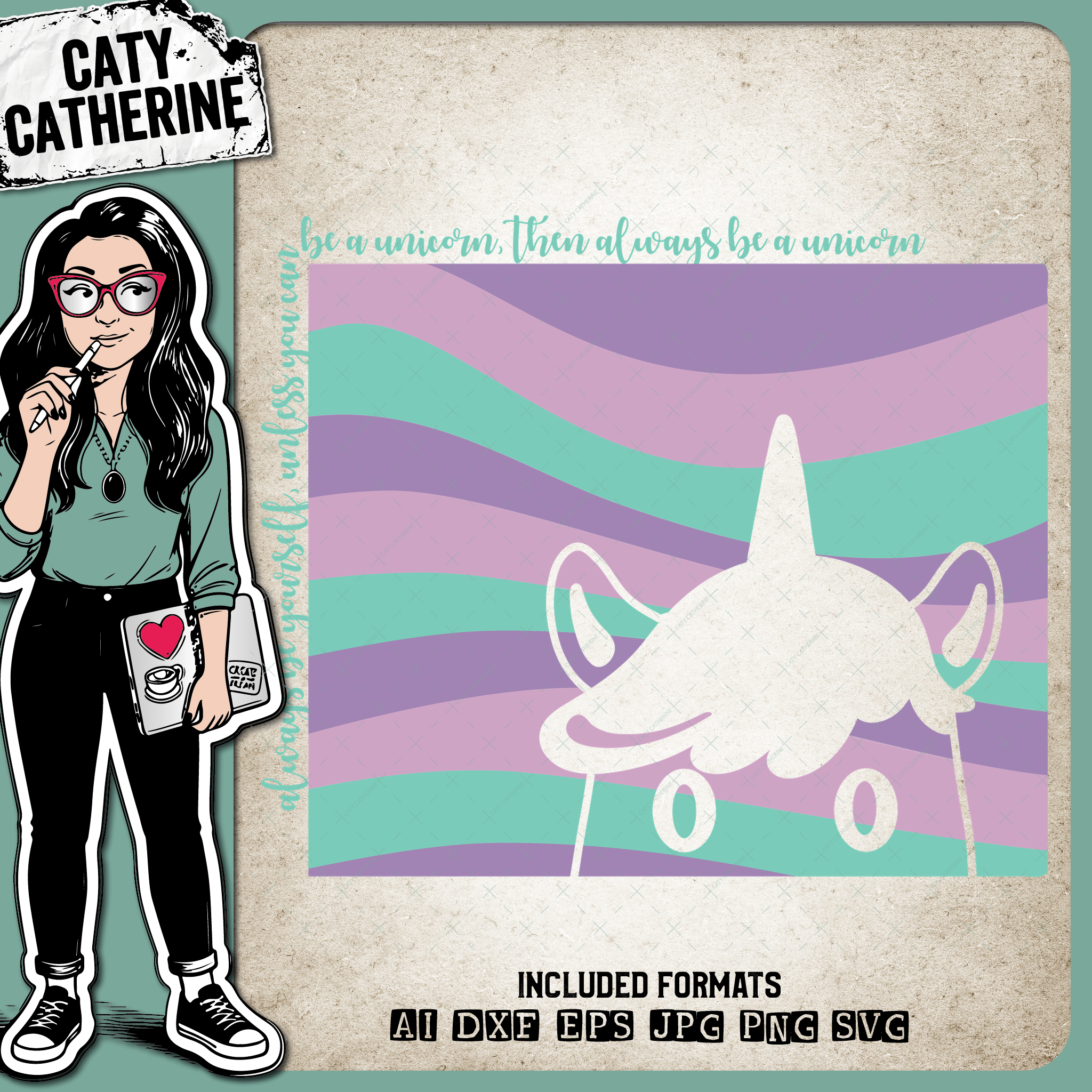 Wyoming US State Always Be A Unicorn – Travel SVG Design by Caty Catherine