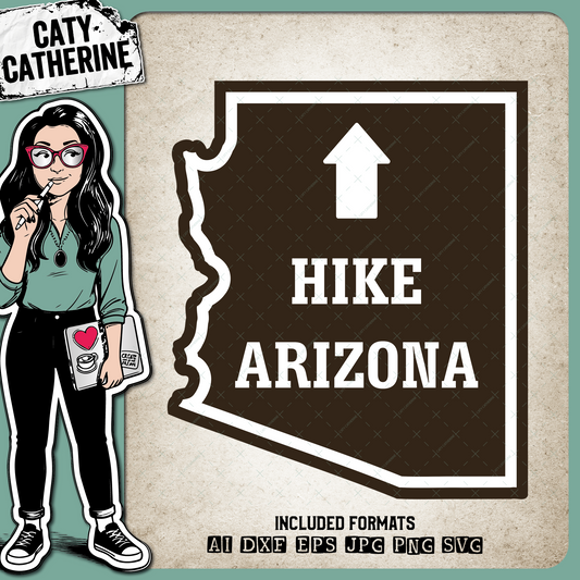 Arizona US State Hiking Trail Sign Hikers – Travel SVG Design by Caty Catherine