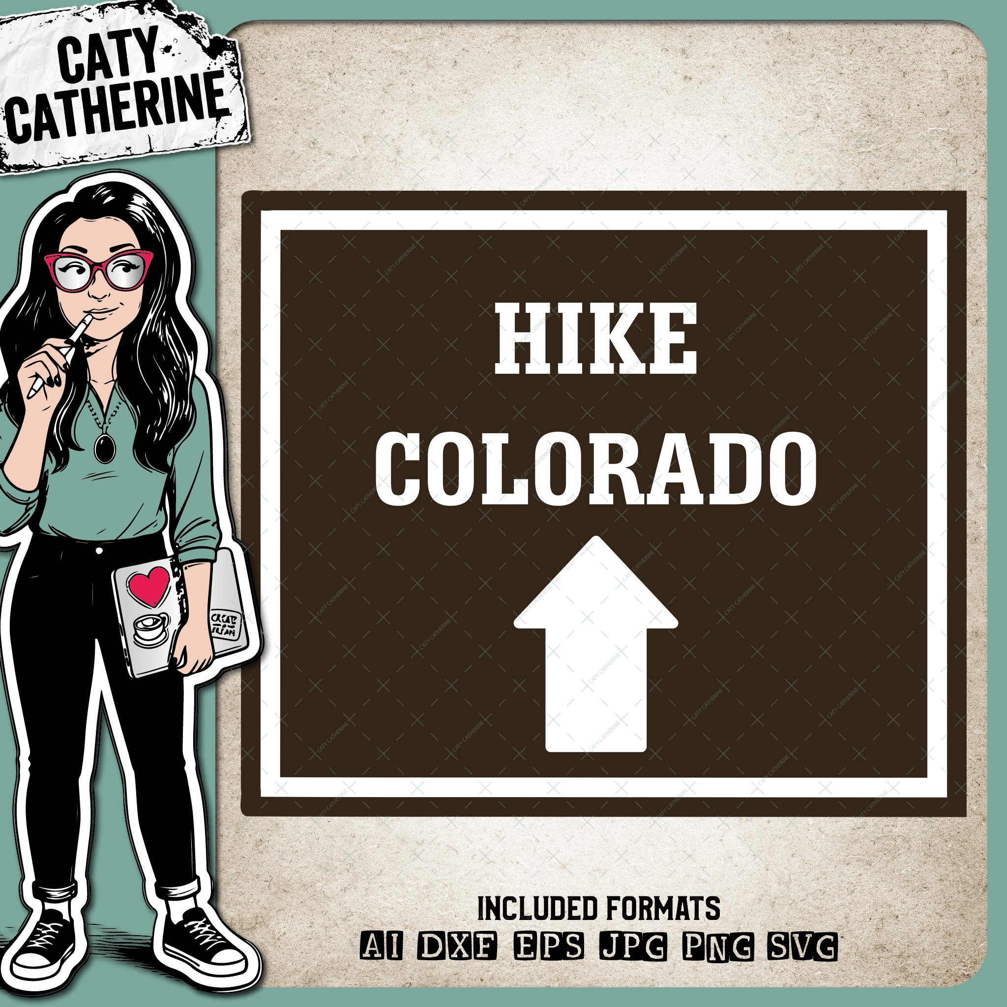 Colorado US State Hiking Trail Sign Hikers – Travel SVG Design by Caty Catherine
