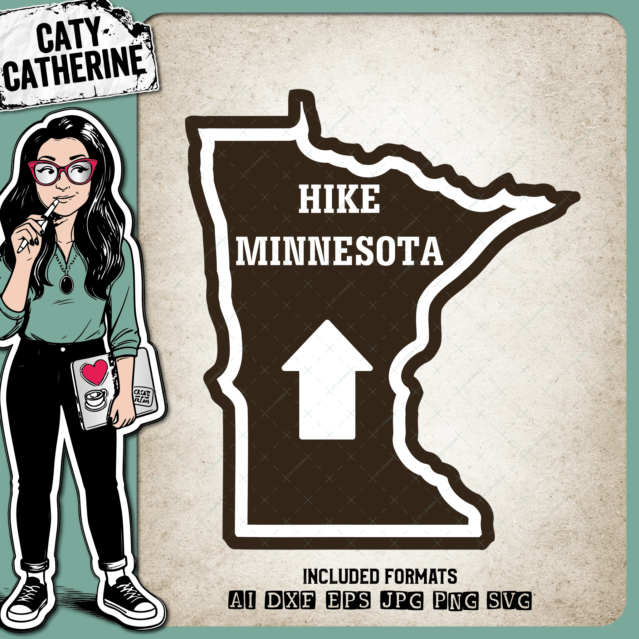 Minnesota US State Hiking Trail Sign Hikers – Travel SVG Design by Caty Catherine