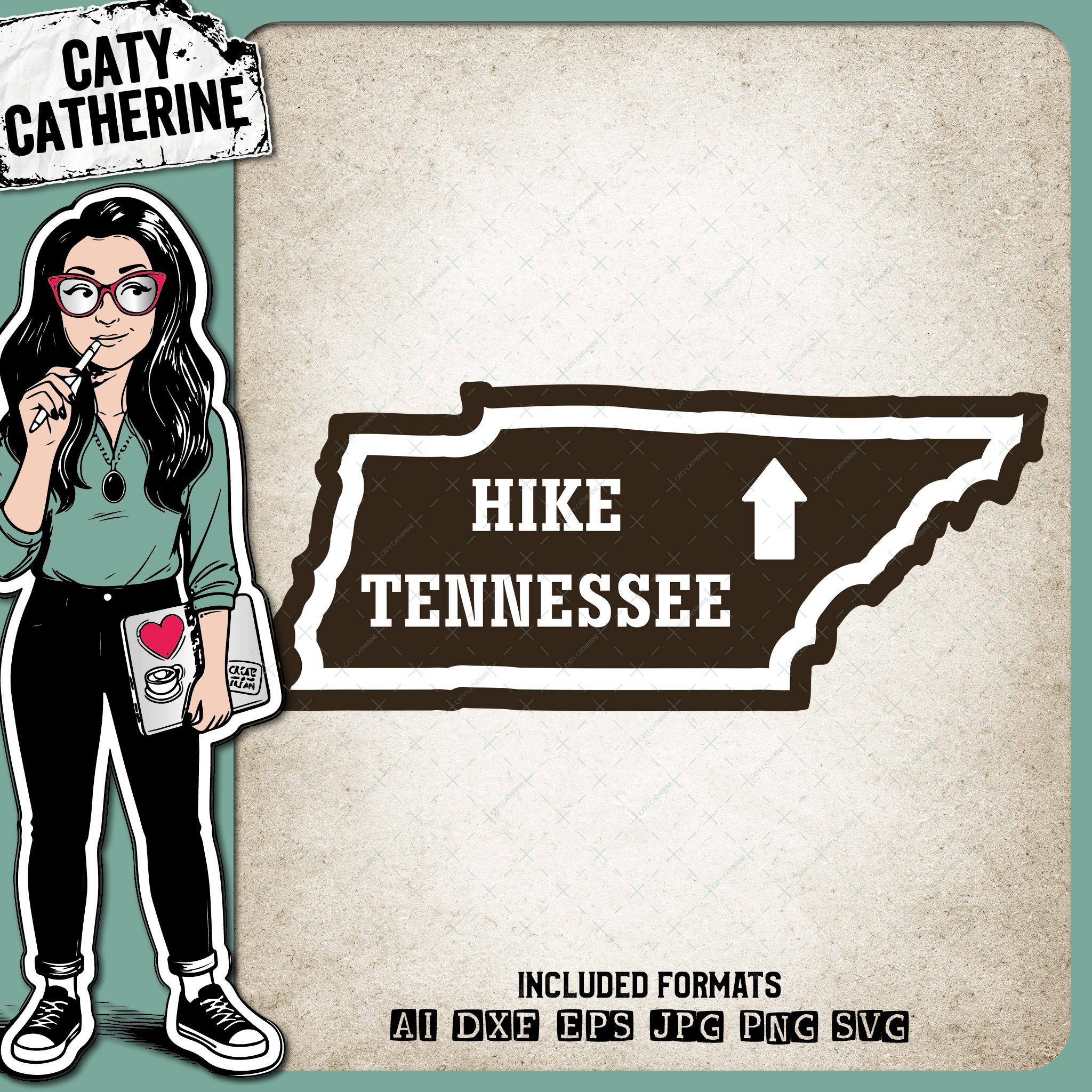 Tennessee US State Hiking Trail Sign Hikers – Travel SVG Design by Caty Catherine