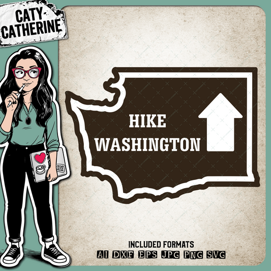 Washington US State Hiking Trail Sign Hikers – Travel SVG Design by Caty Catherine