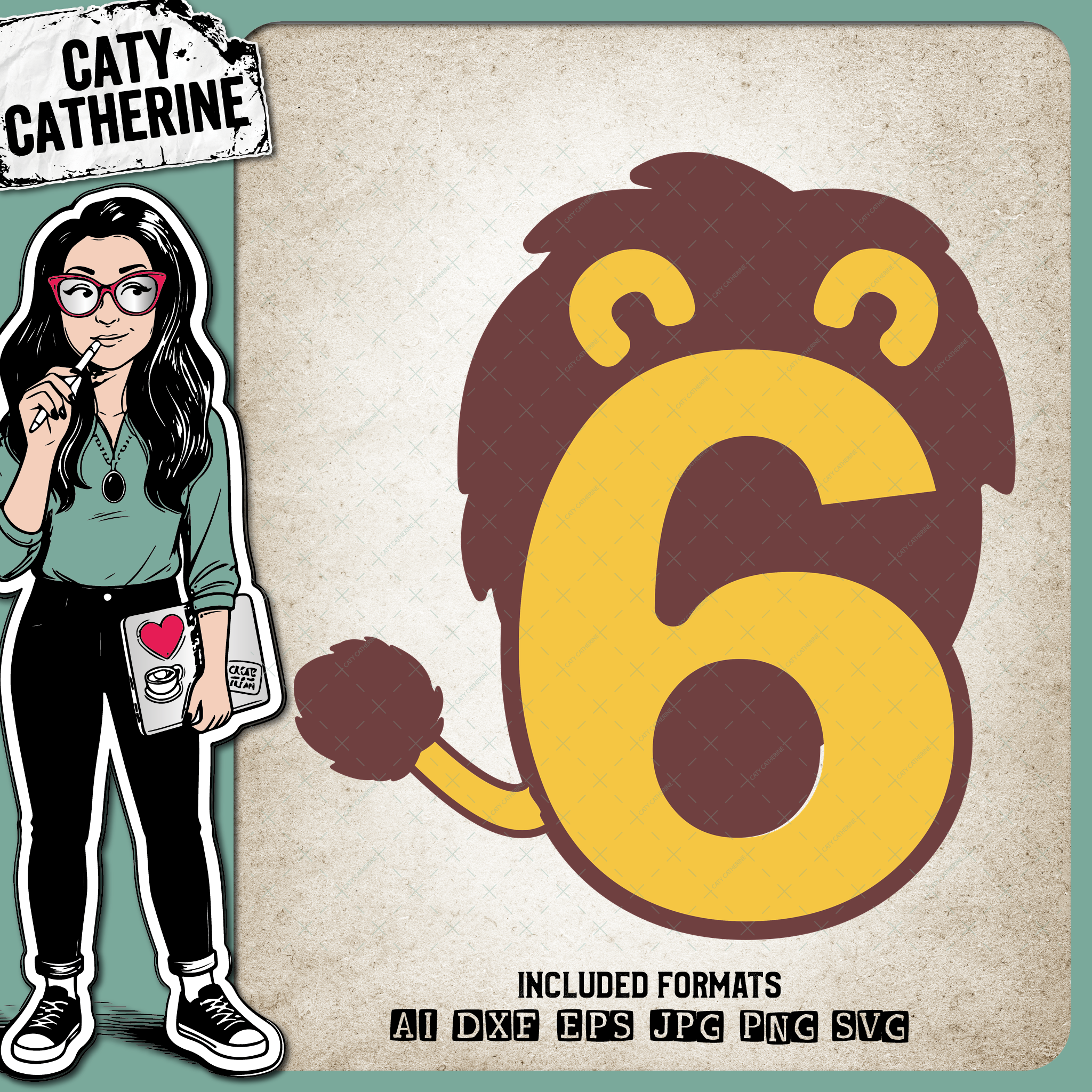 6 Six Years Old Lion Jungle Theme – Birthday SVG Design by Caty Catherine