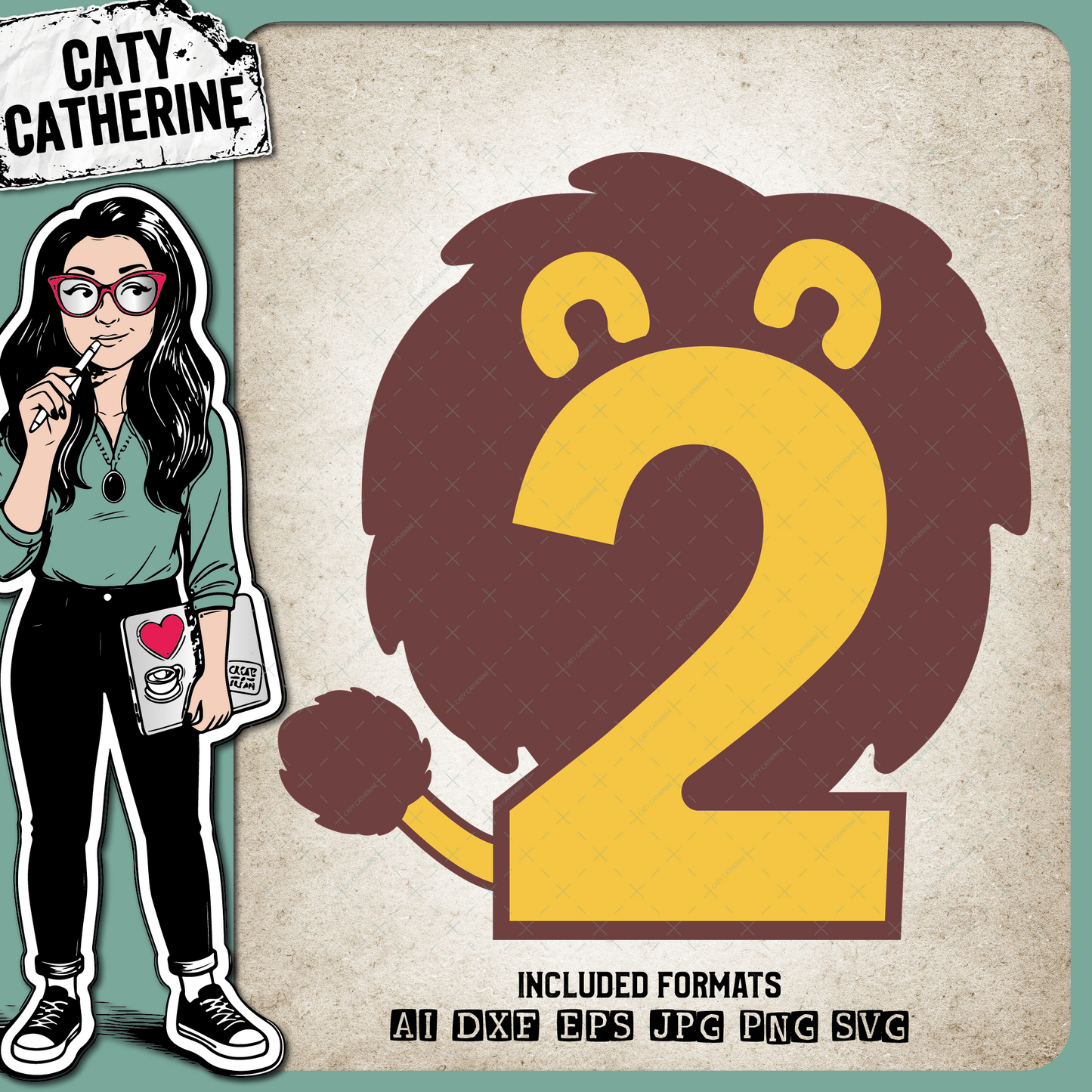 2 Two Years Old Lion Jungle Theme – Birthday SVG Design by Caty Catherine