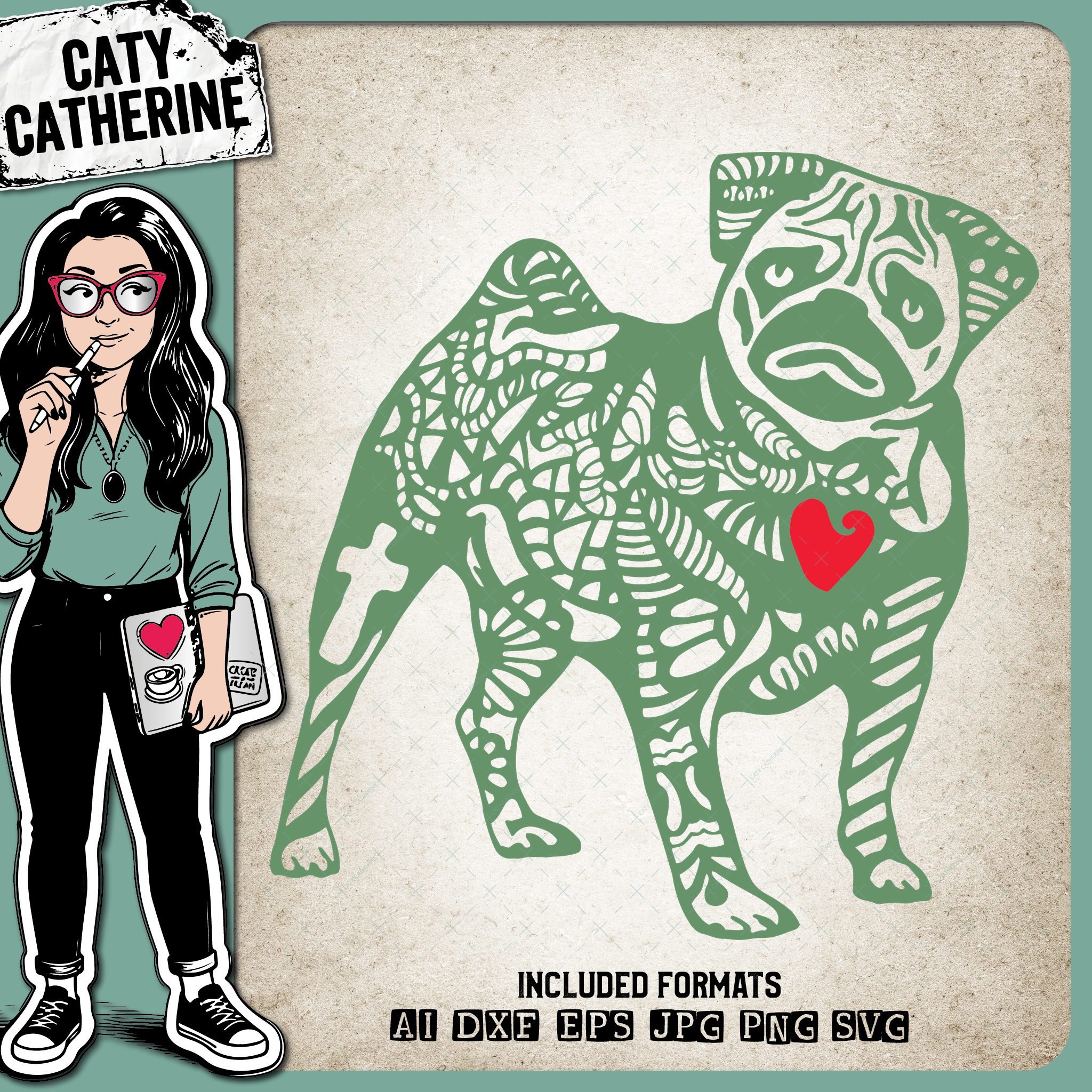 Pug Zentangle Dog – Pets & Animals SVG Design by Caty Catherine