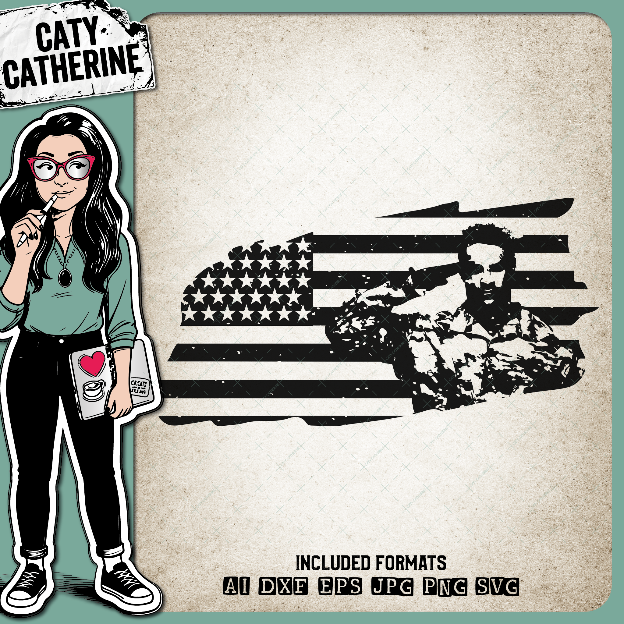 American Flag Soldier Salute Military – SVG Design by Caty Catherine