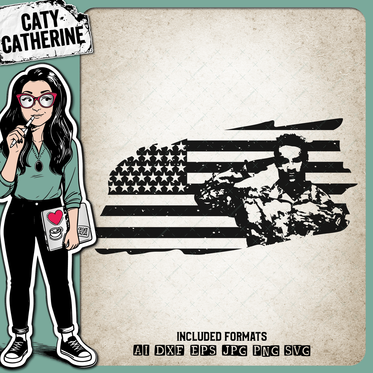 American Flag Soldier Salute Military – SVG Design by Caty Catherine