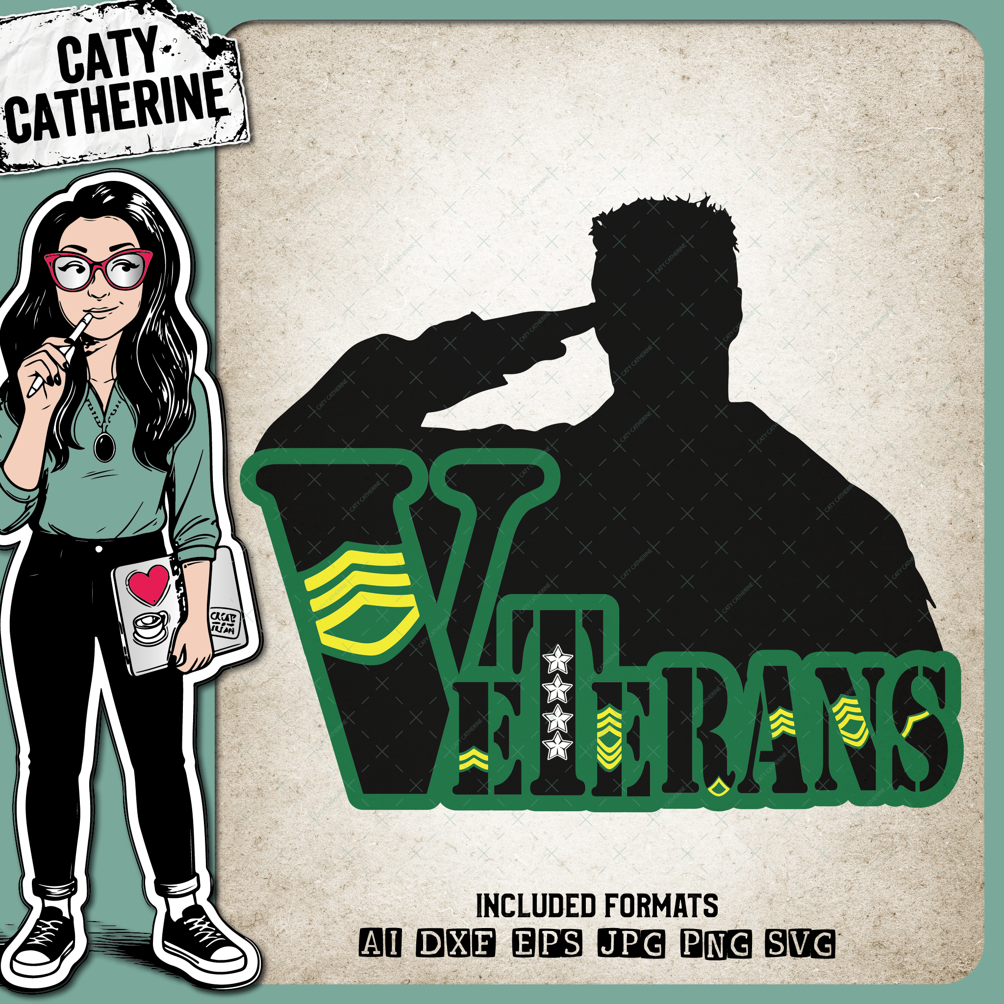 Veteran Day Veterans Soldier Salute Military – SVG Design by Caty Catherine